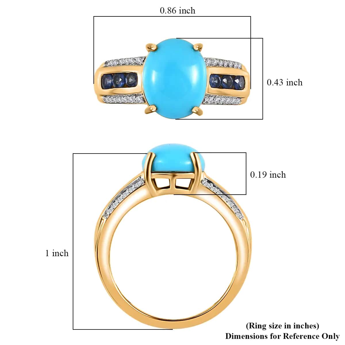TLV Premium Sleeping Beauty Turquoise, Multi Gemstone Ring in Vermeil YG Over Sterling Silver (Size 10.0) 4.15 ctw image number 6