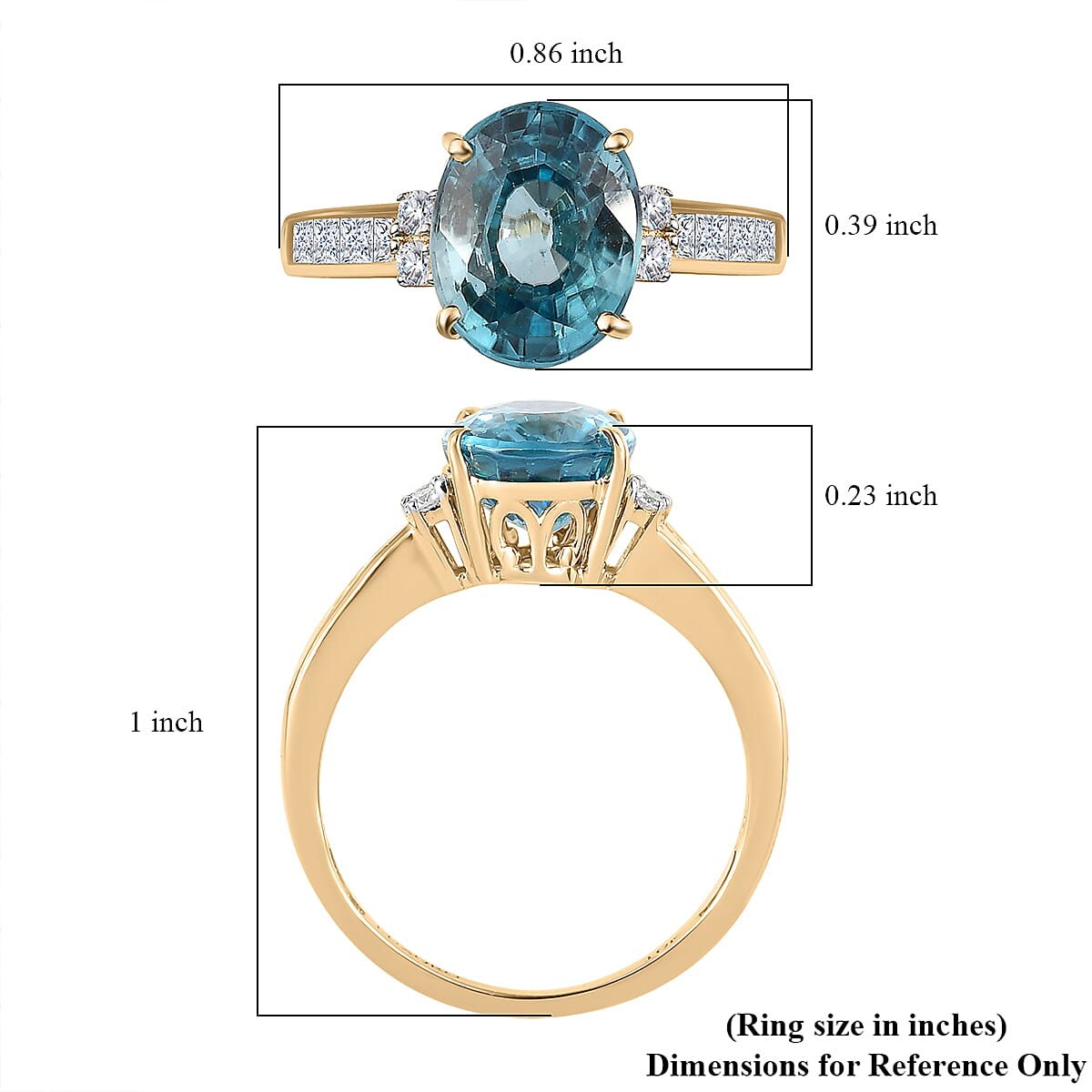 Luxoro 10K Yellow Gold Premium Cambodian Blue Zircon and Moissanite Ring (Size 10.0) 4.70 ctw