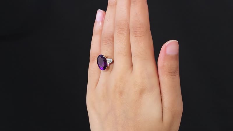 Luxoro 10K Yellow Gold AAA Zambian Amethyst and Diamond Ring 5.60 ctw