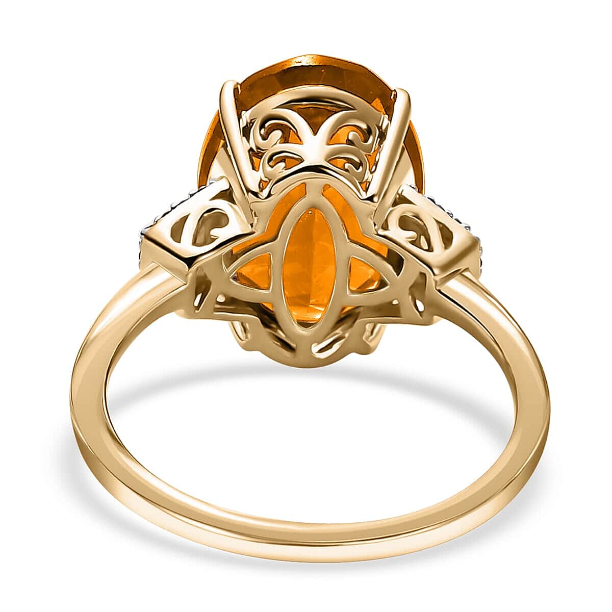 Luxoro 10K Yellow Gold AAA Serra Gaucha Citrine and Diamond Ring (Size 9.0) 5.60 ctw image number 4