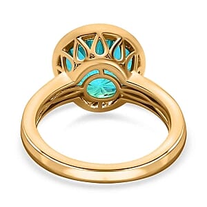 Paraiba Peacock Triplet Quartz 4.13 ctw Ring in 14K YG Over Sterling Silver (Size 11.5)