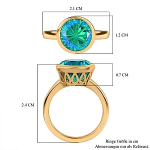 Paraiba Peacock Triplet Quartz 4.13 ctw Ring in 14K YG Over Sterling Silver (Size 11.5)