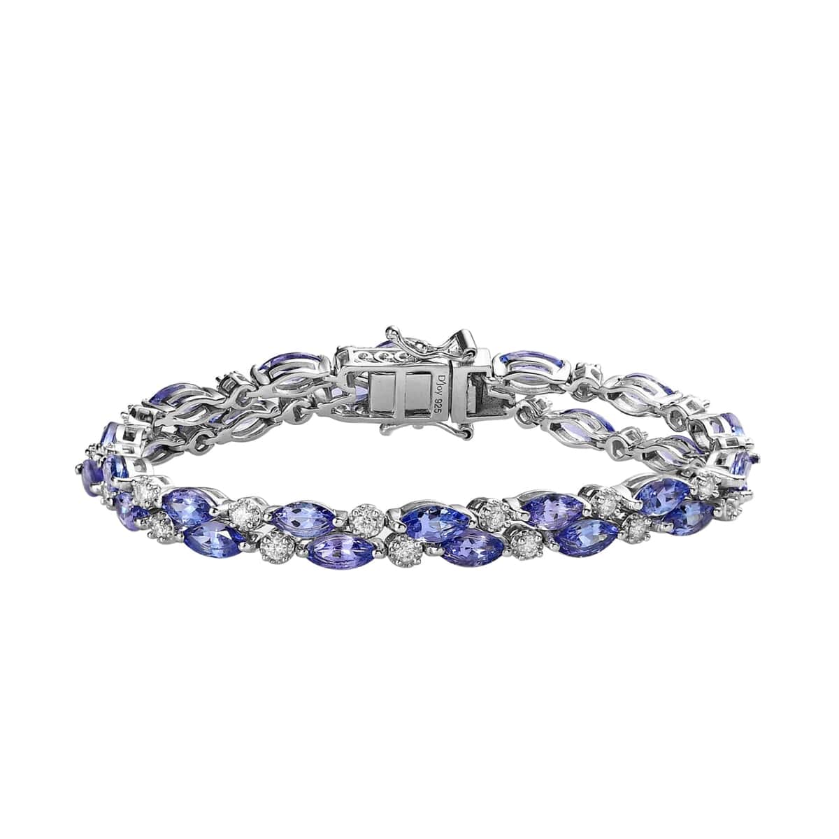 Tanzanite and Moissanite Bracelet in Platinum Over Sterling Silver (6.50 In) 10.30 ctw (Del. in 7-10 Days) image number 0