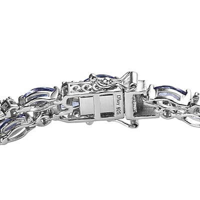 Tanzanite and Moissanite Bracelet in Platinum Over Sterling Silver (6.50 In) 10.30 ctw