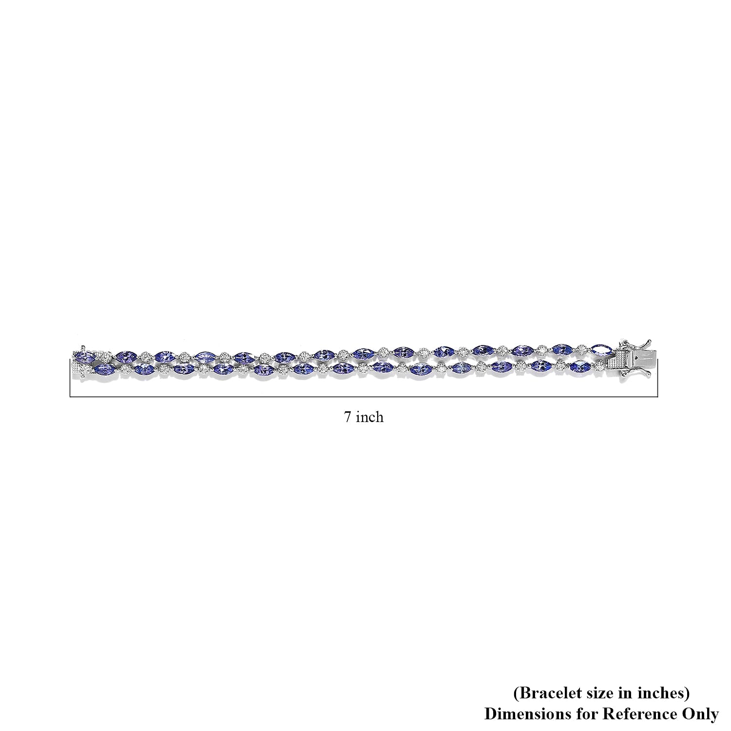 Tanzanite and Moissanite Bracelet in Platinum Over Sterling Silver (6.50 In) 10.30 ctw