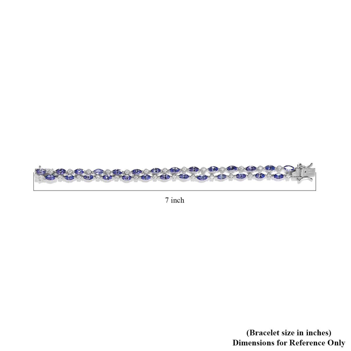 Tanzanite and Moissanite Bracelet in Platinum Over Sterling Silver (6.50 In) 10.30 ctw (Del. in 7-10 Days) image number 4