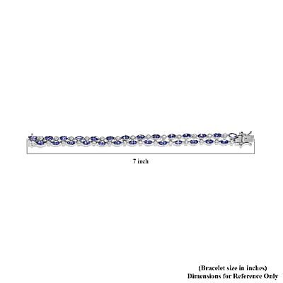 Tanzanite and Moissanite Bracelet in Platinum Over Sterling Silver (6.50 In) 10.30 ctw