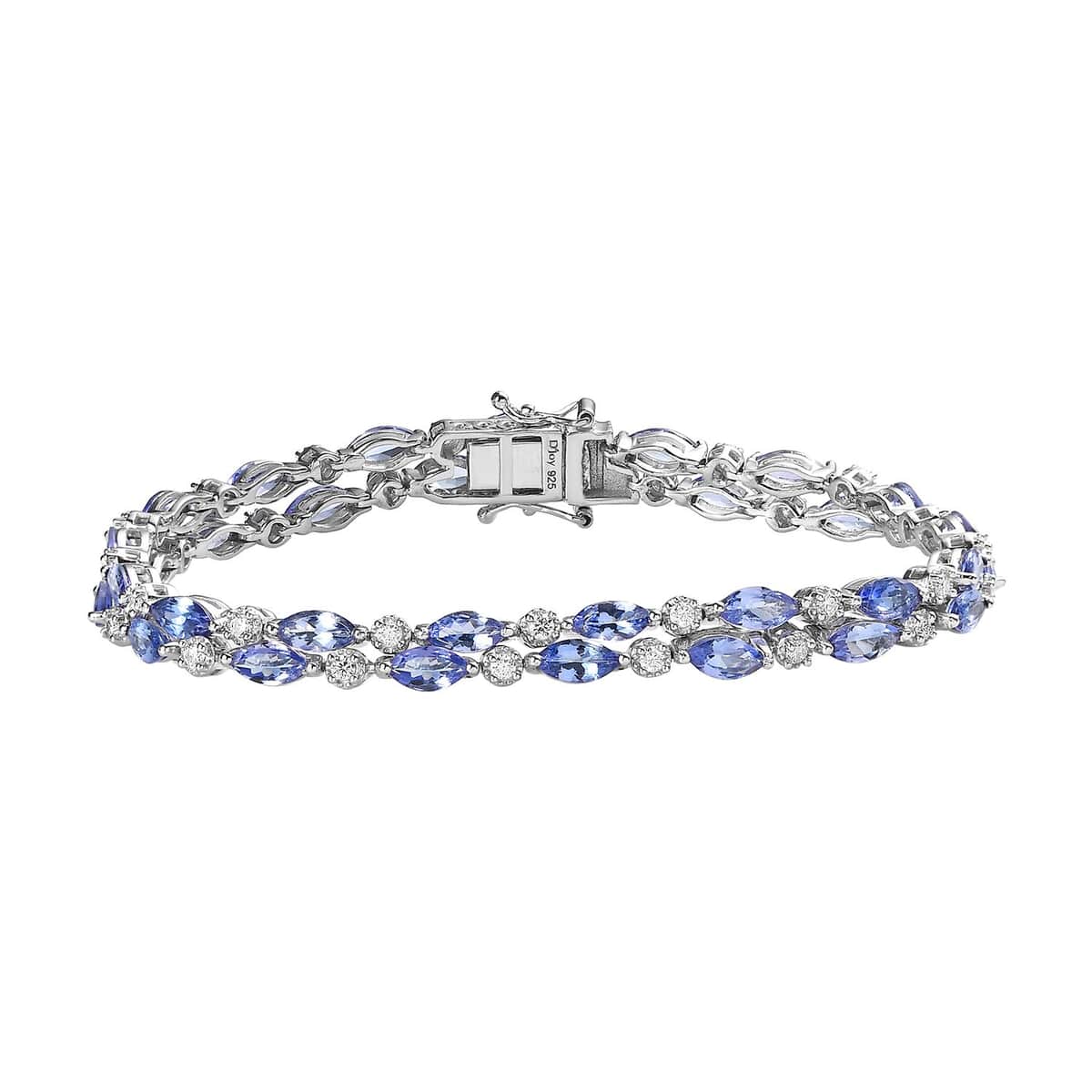 Tanzanite and Moissanite Bracelet in Platinum Over Sterling Silver (8.00 In) 12.60 ctw image number 0