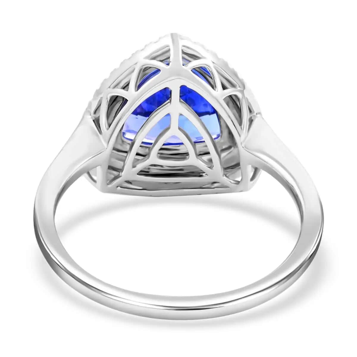 Certified & Appraised Rhapsody 950 Platinum AAAA Tanzanite and E-F VS Diamond Double Halo Ring 7.40 Grams 4.00 ctw (Del. in 5-7 Days) image number 3