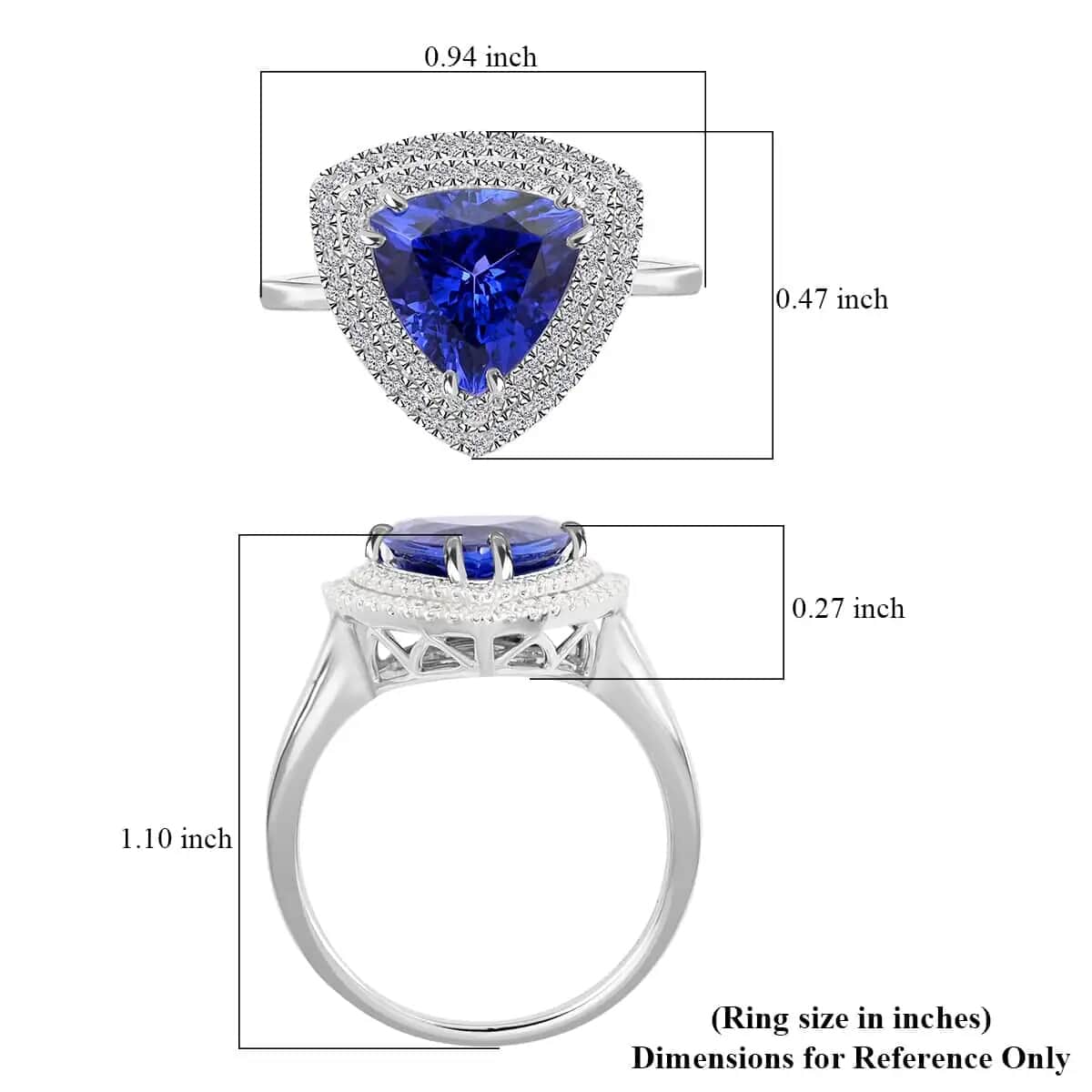 Rhapsody Certified & Appraised AAAA Tanzanite Ring,  E-F VS Diamond Accent Ring, Tanzanite Double Halo Ring, 950 Platinum Ring, Wedding Ring 7.40 Grams 4.00 ctw image number 4