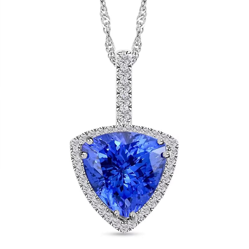Certified & Appraised Rhapsody AAAA Tanzanite and E-F VS Diamond 3.75 ctw Halo Pendant without Chain in 950 Platinum