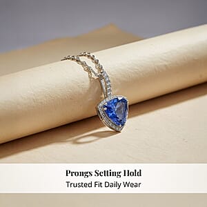 Certified & Appraised Rhapsody AAAA Tanzanite and E-F VS Diamond 3.75 ctw Halo Pendant without Chain in 950 Platinum