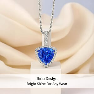 Certified & Appraised Rhapsody AAAA Tanzanite and E-F VS Diamond 3.75 ctw Halo Pendant without Chain in 950 Platinum