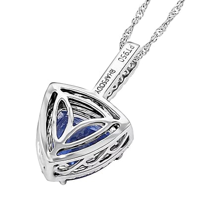 Certified & Appraised Rhapsody AAAA Tanzanite and E-F VS Diamond 3.75 ctw Halo Pendant without Chain in 950 Platinum