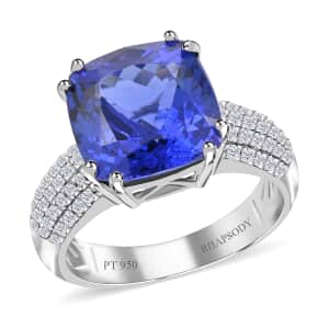 Certified and Appraised Rhapsody AAAA Tanzanite and E-F VS Diamond 5.00 ctw Ring in 950 Platinum (Size 10.0) 9 Grams