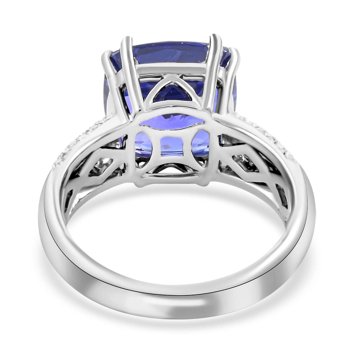 Certified and Appraised Rhapsody 950 Platinum AAAA Tanzanite and E-F VS Diamond Ring (Size 6.0) 9 Grams 5.00 ctw image number 4