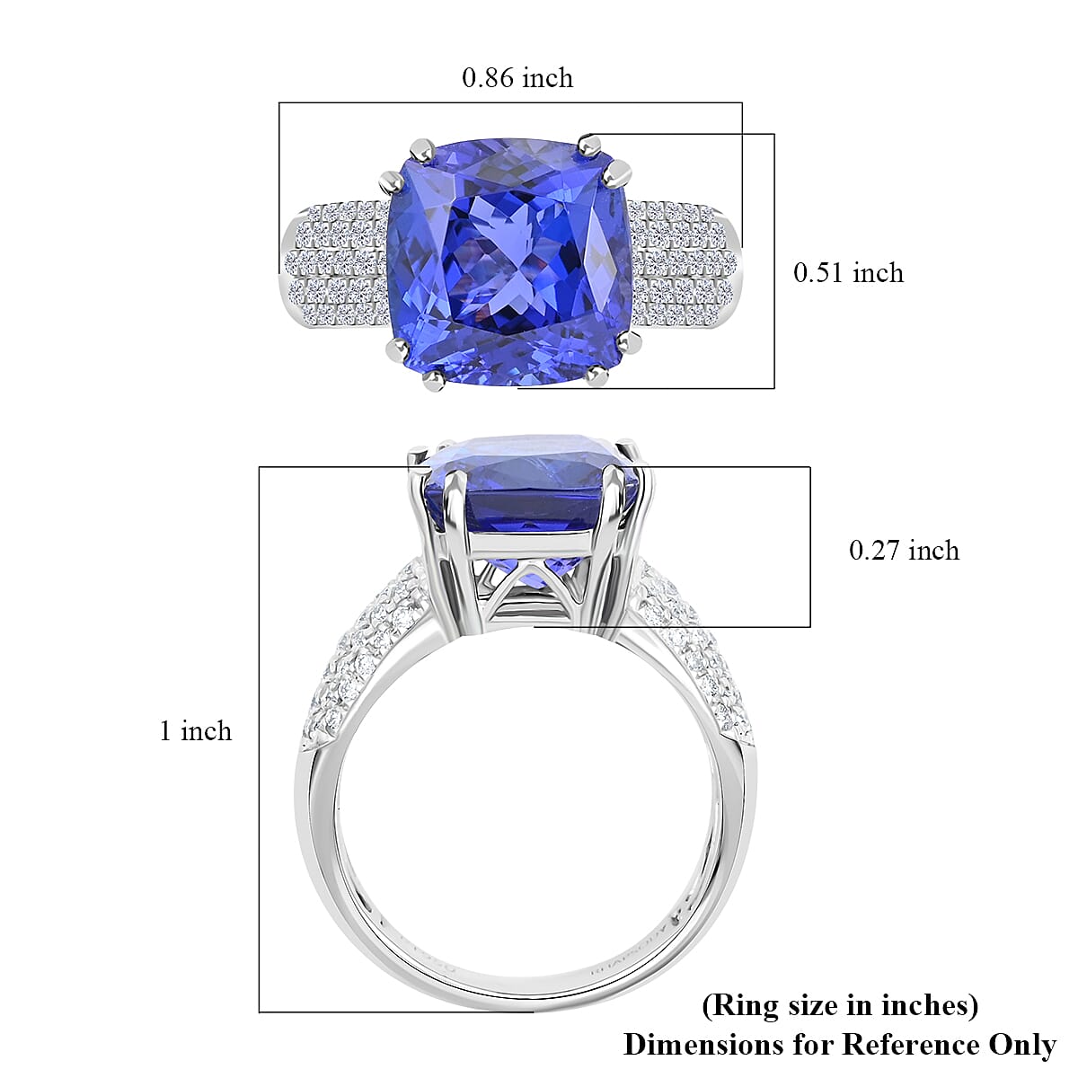 Certified and Appraised Rhapsody AAAA Tanzanite and E-F VS Diamond 5.00 ctw Ring in 950 Platinum (Size 7.0) 9 Grams image number 5