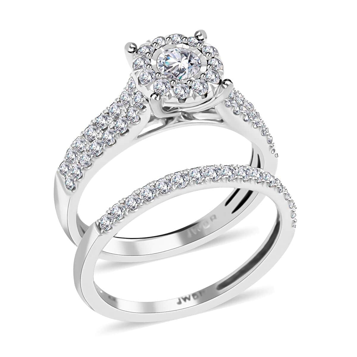 14K White Gold Diamond G-H I3 Set of 2 Ring 4.65 Grams 1.00 ctw image number 0