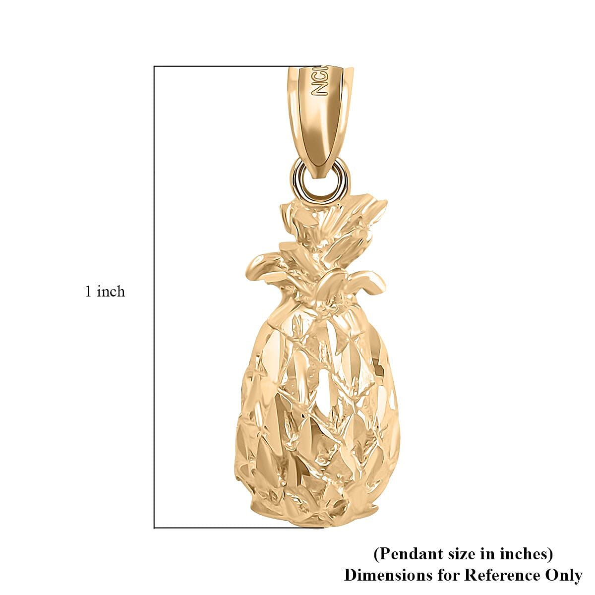 Made in America 10K Yellow Gold 9.95x22.30mm Pineapple Pendant 2.10 Grams image number 4