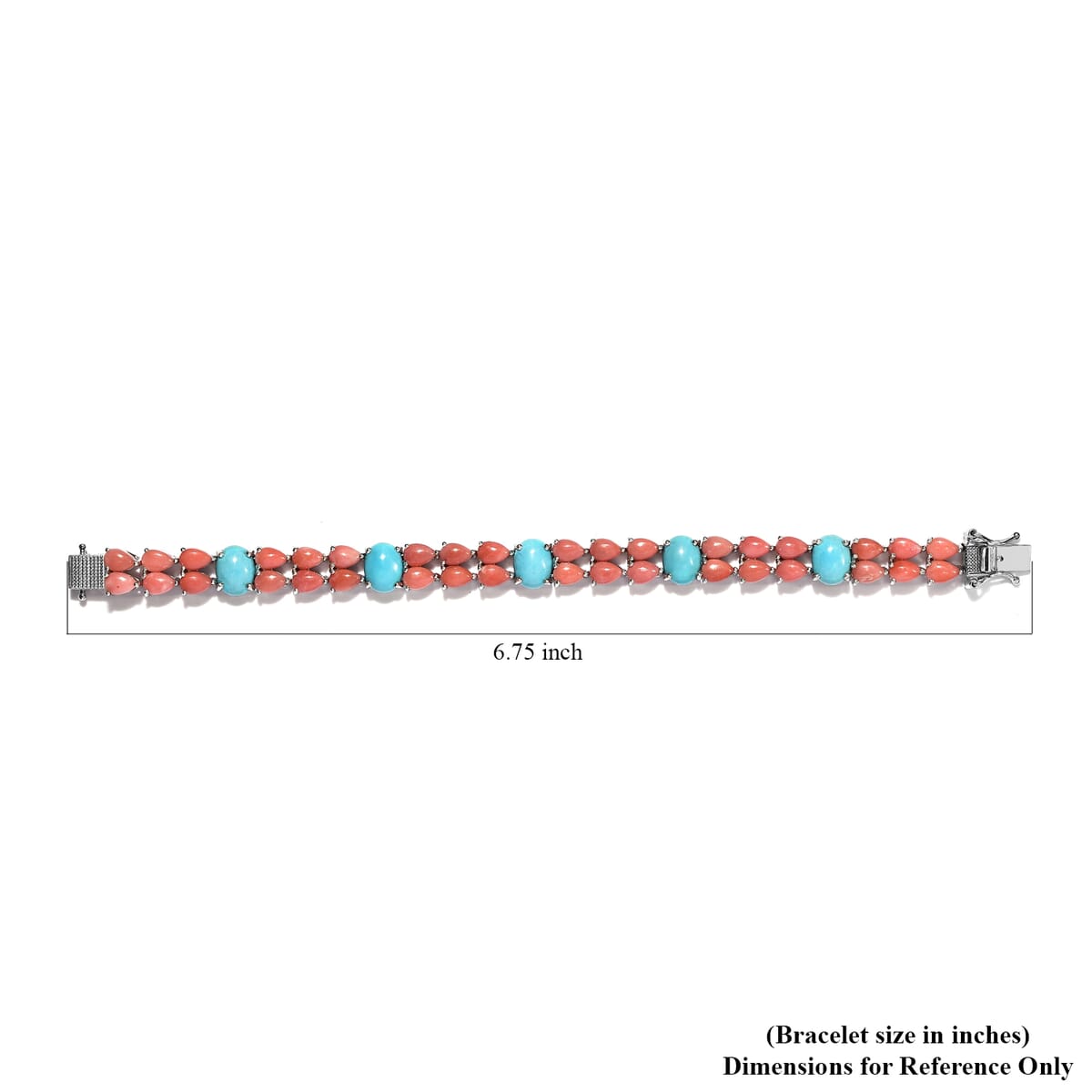 Sleeping Beauty Turquoise and Oregon Peach Opal Bracelet in Platinum Over Sterling Silver (6.50 In) 19.10 ctw image number 4