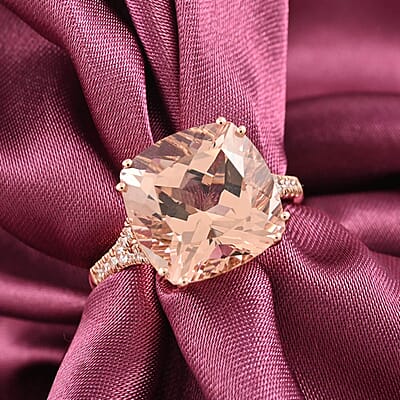 Certified and Appraised Iliana 18K Rose Gold AAA Marropino Morganite and G-H SI Diamond Ring (Size 10.0) 6.60 ctw