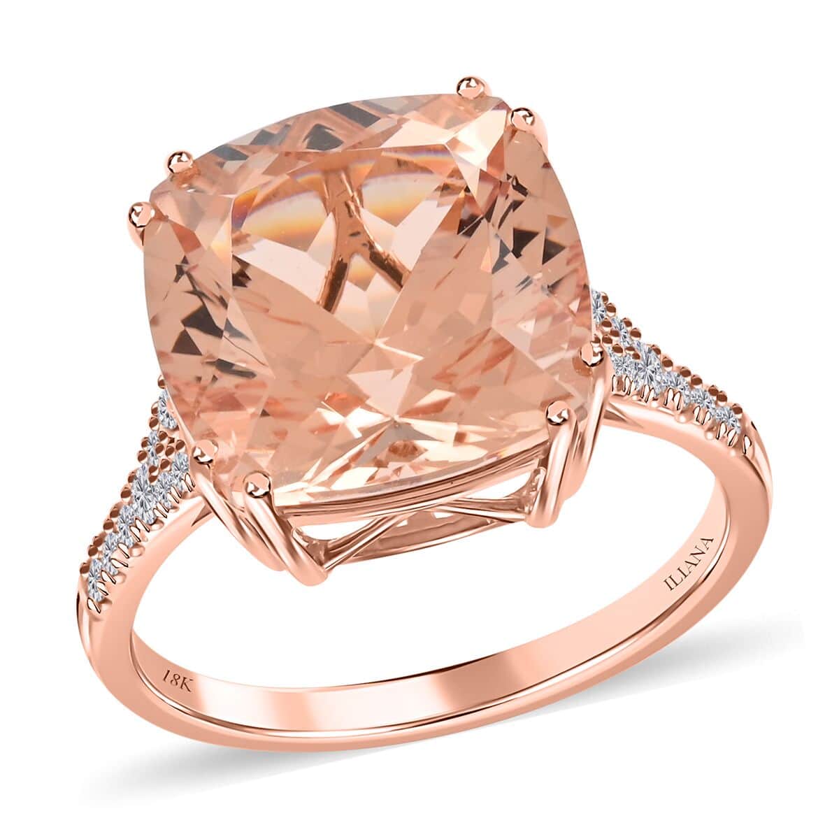 Certified and Appraised Iliana 18K Rose Gold AAA Marropino Morganite and G-H SI Diamond Ring (Size 6.0) 6.60 ctw image number 0