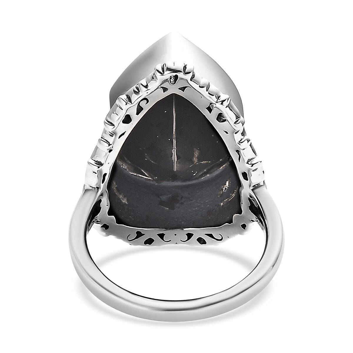 Artisan Crafted Elite Shungite Solitaire Ring in Sterling Silver 7.00 ctw image number 4