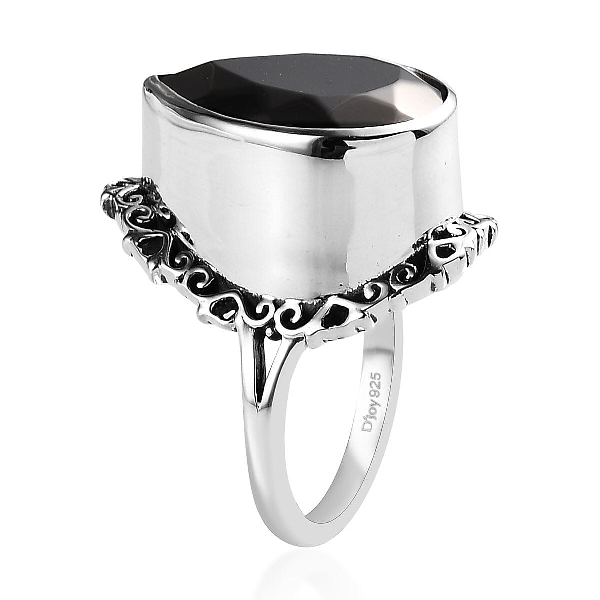 Artisan Crafted Elite Shungite Solitaire Ring in Sterling Silver (Size 9.0) 7.00 ctw image number 3