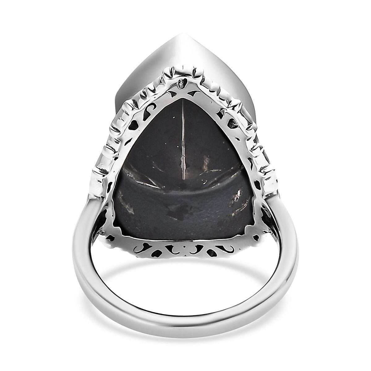 Artisan Crafted Elite Shungite Solitaire Ring in Sterling Silver (Size 9.0) 7.00 ctw image number 4