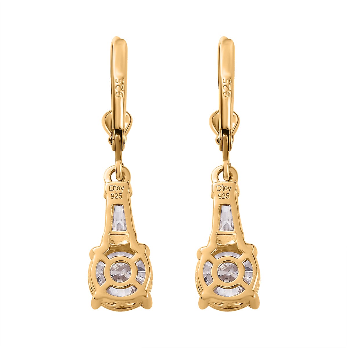 Moissanite Lever Back Earrings in Vermeil Yellow Gold Over Sterling Silver 2.65 ctw image number 4