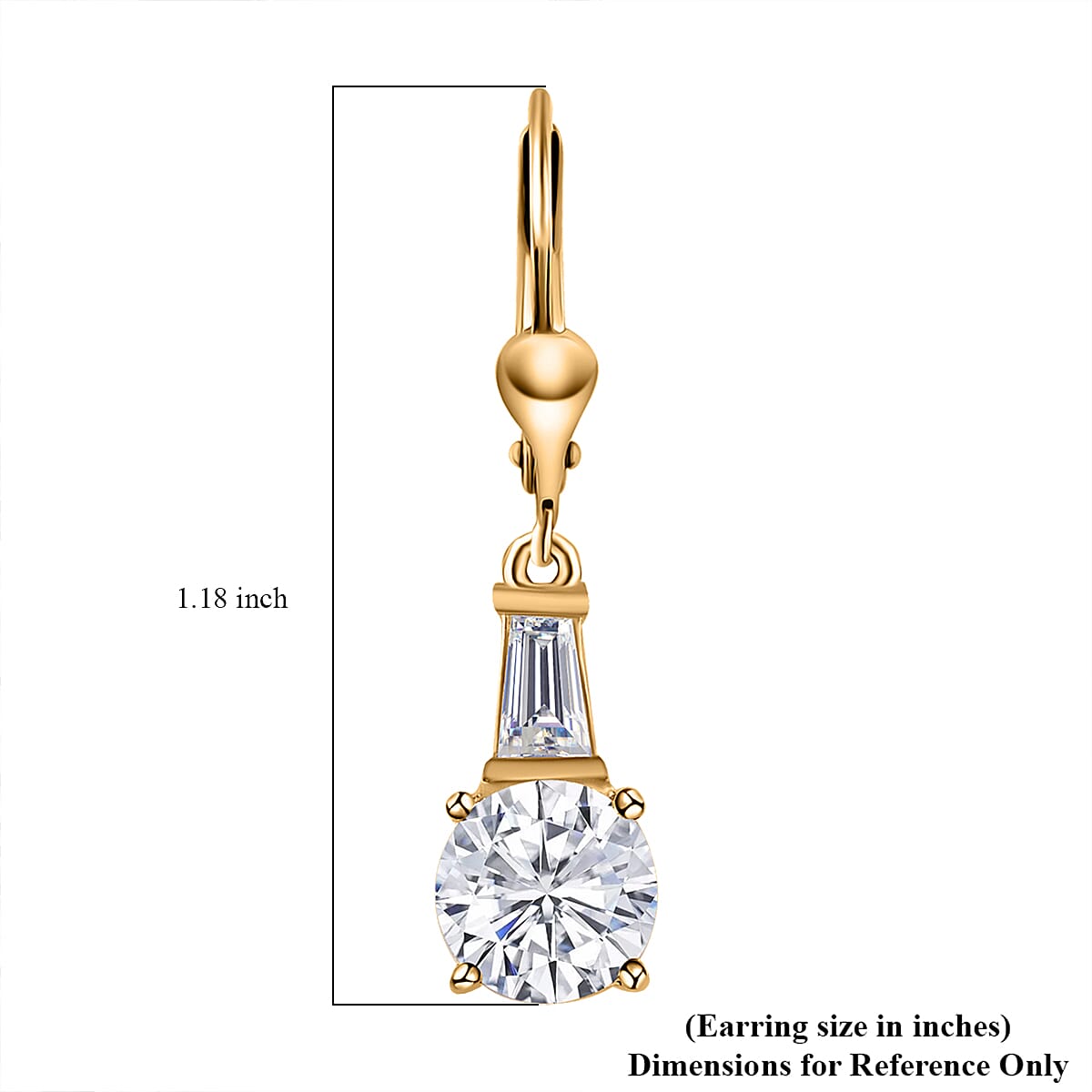 Moissanite Lever Back Earrings in Vermeil Yellow Gold Over Sterling Silver 2.65 ctw image number 5