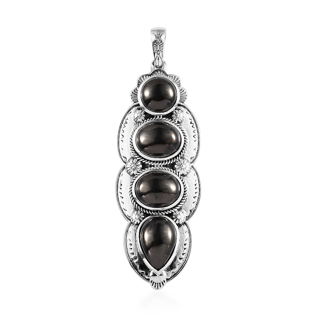 Artisan Crafted Elite Shungite Elongated Pendant in Sterling Silver 6.65 ctw