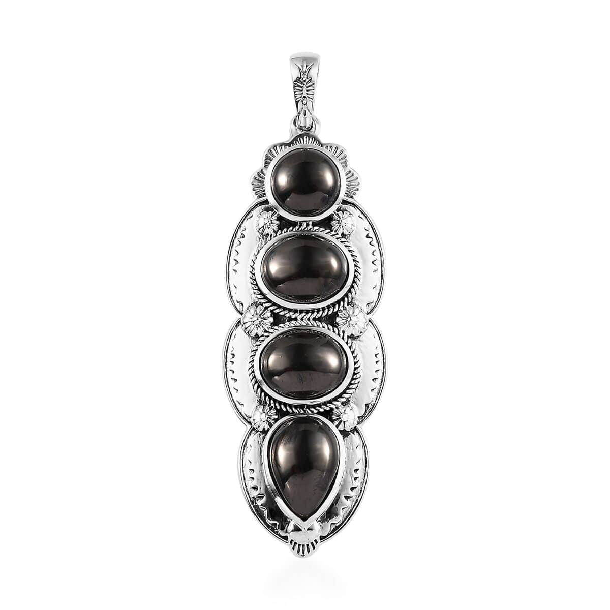 Artisan Crafted Elite Shungite Elongated Pendant in Sterling Silver 6.65 ctw image number 0