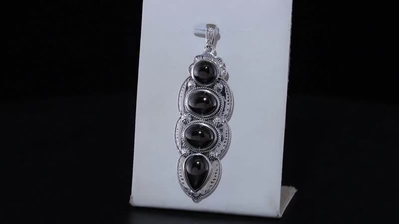 Artisan Crafted Elite Shungite Elongated Pendant in Sterling Silver 6.65 ctw