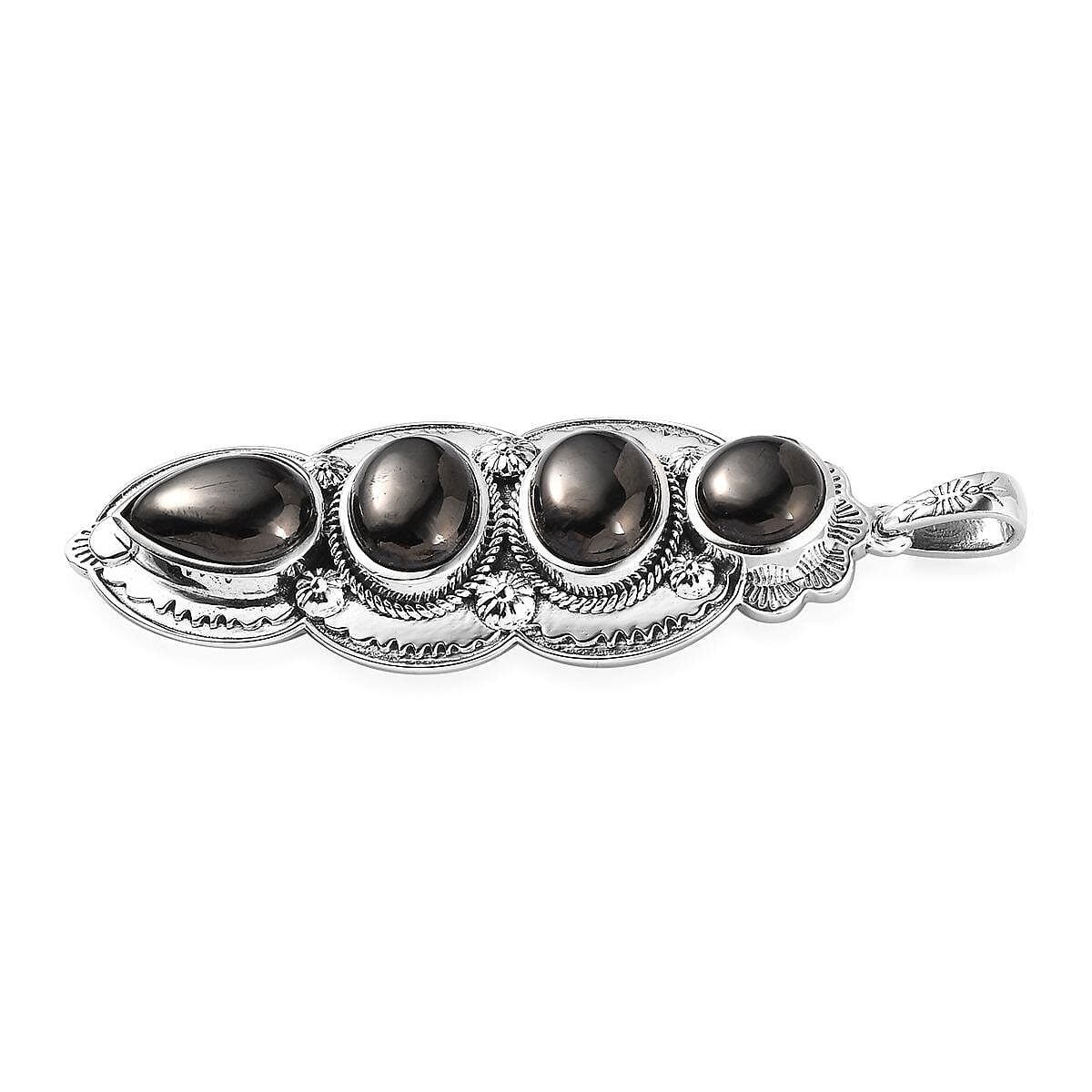 Artisan Crafted Elite Shungite Elongated Pendant in Sterling Silver 6.65 ctw