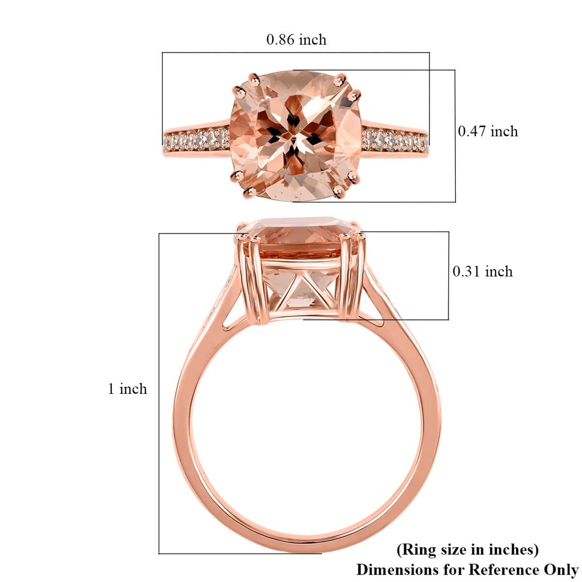 Certified and Appraised Luxoro AAA Marropino Morganite and G-H I2 Diamond 4.00 ctw Ring in 14K Rose Gold (Size 7.0) image number 5