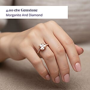 Certified and Appraised Luxoro AAA Marropino Morganite and G-H I2 Diamond 4.00 ctw Ring in 14K Rose Gold (Size 9.0)
