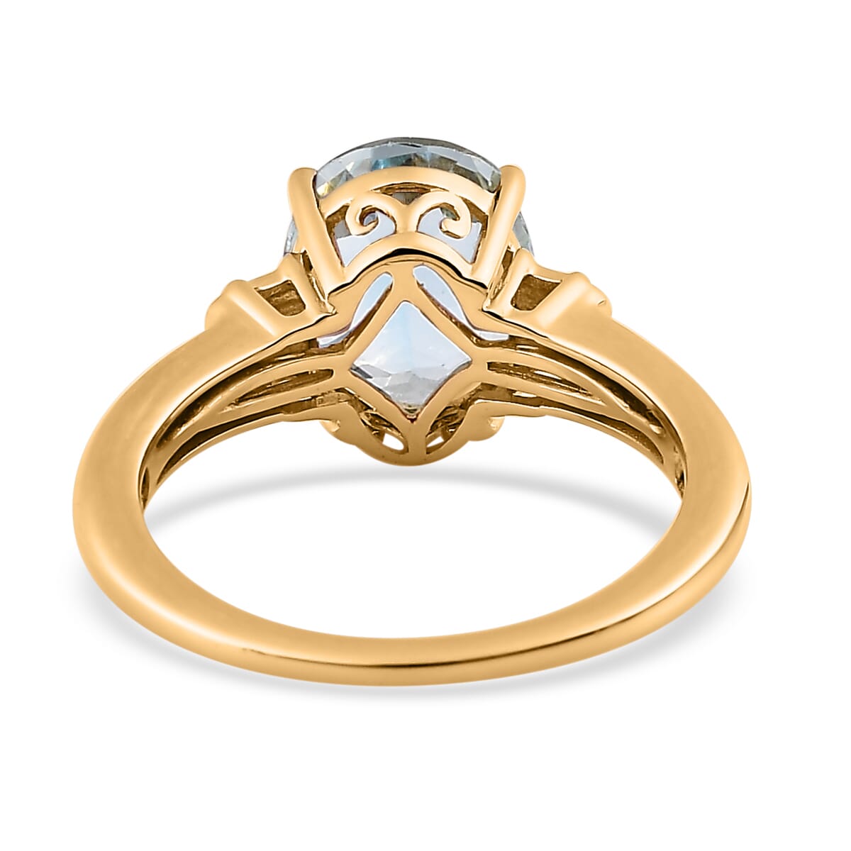 Sky Blue Topaz Solitaire Ring in Vermeil Yellow Gold Over Sterling Silver (Size 6.0) 3.35 ctw image number 4