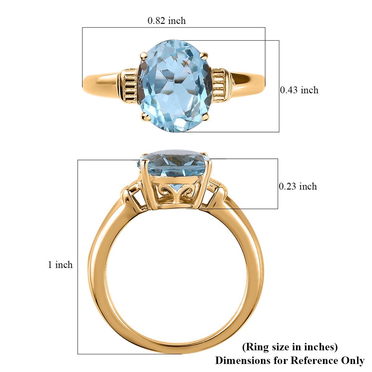 Sky Blue Topaz Solitaire Ring in Vermeil Yellow Gold Over Sterling Silver (Size 6.0) 3.35 ctw image number 5
