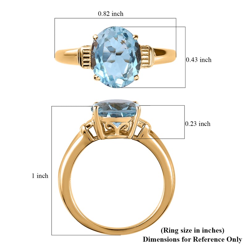 Sky Blue Topaz Solitaire Ring in Vermeil Yellow Gold Over Sterling Silver (Size 6.0) 3.35 ctw