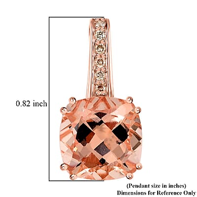 Certified and Appraised Luxoro 14K Rose Gold AAA Marropino Morganite and G-H I2 Diamond Pendant without Chain 3.75 ctw