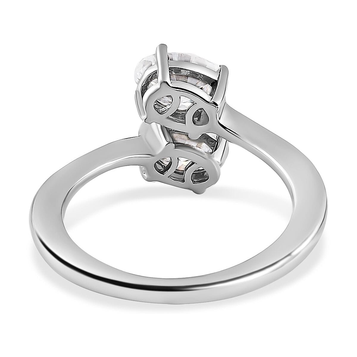 Moissanite Bypass Ring in Platinum Over Sterling Silver 1.60 ctw image number 4