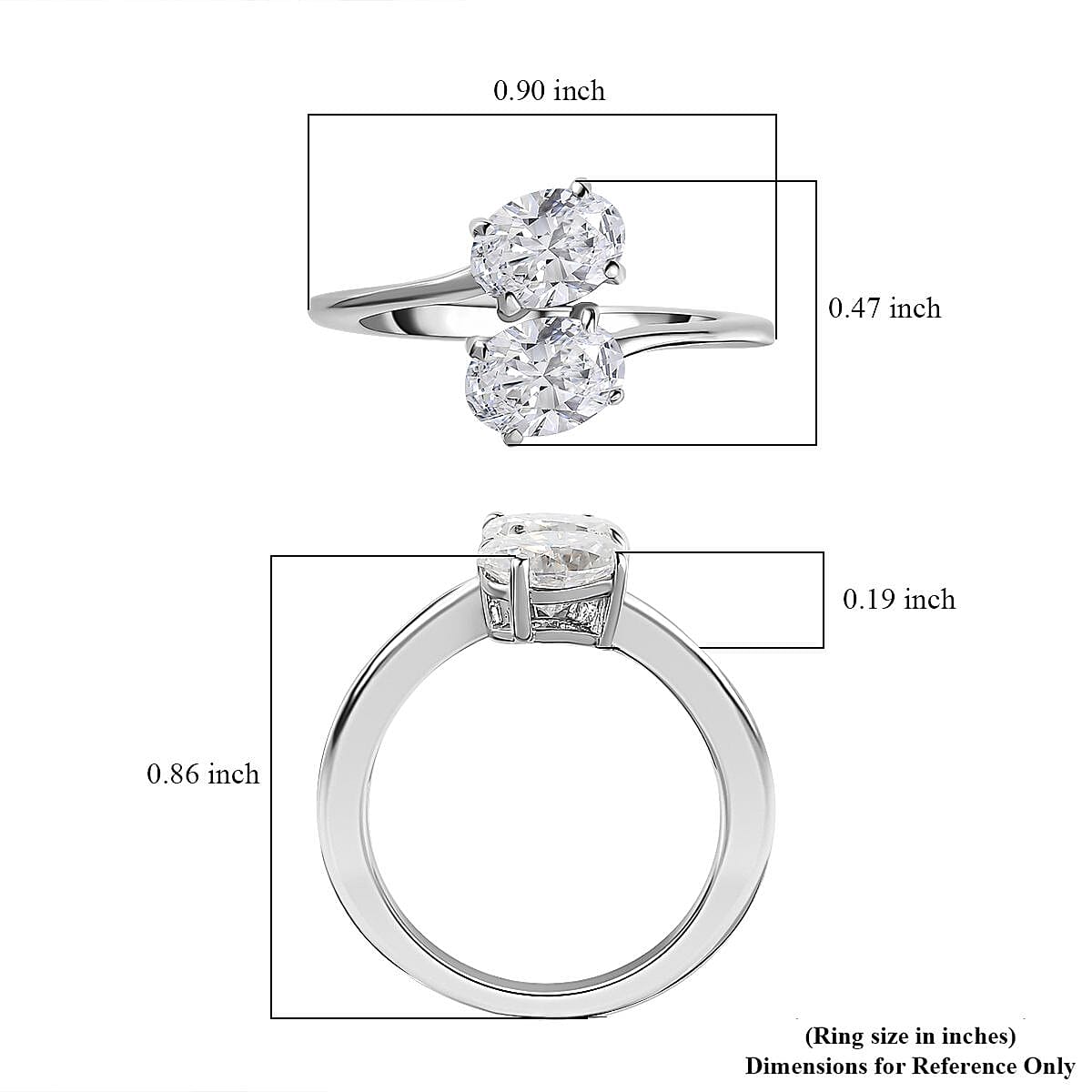 Moissanite Bypass Ring in Platinum Over Sterling Silver 1.60 ctw image number 5