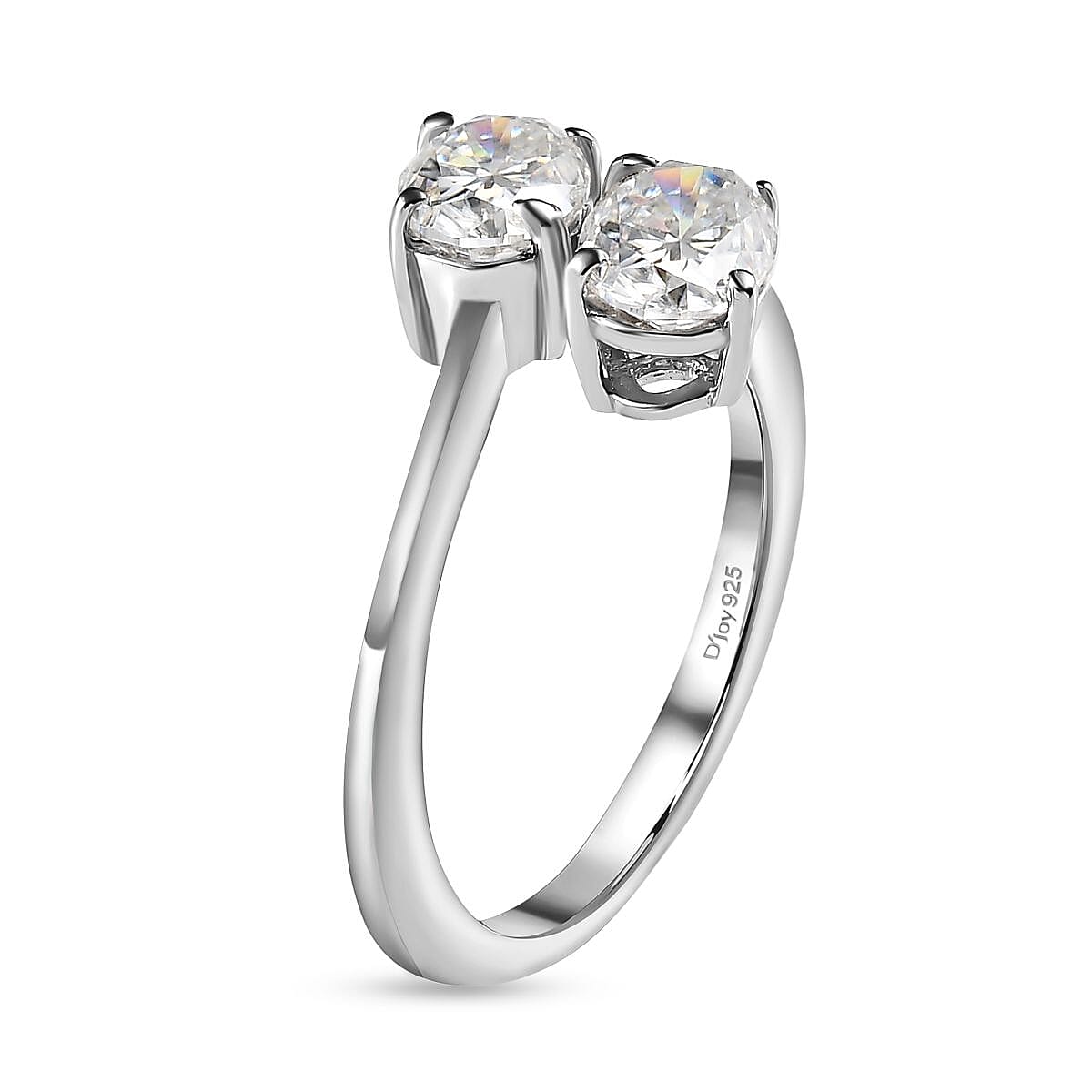 Moissanite Bypass Ring in Platinum Over Sterling Silver (Size 8.0) 1.60 ctw image number 3