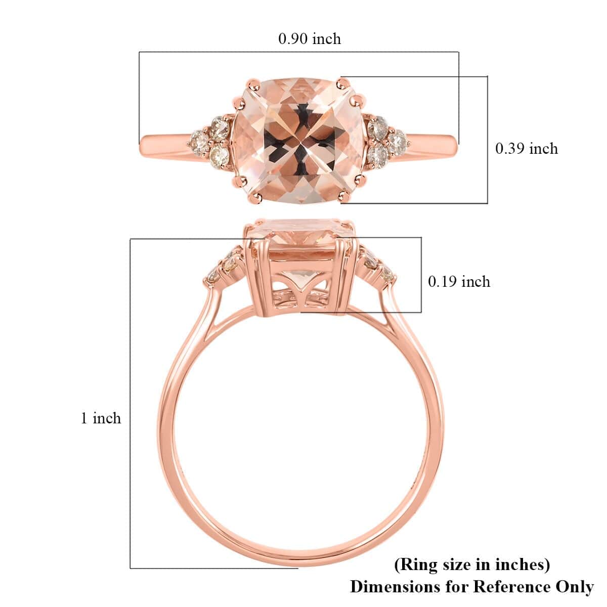 Certified and Appraised Luxoro 14K Rose Gold AAA Marropino Morganite and G-H I2 Diamond Ring 2.15 ctw image number 5