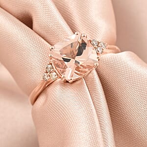 Certified and Appraised Luxoro 14K Rose Gold AAA Marropino Morganite and G-H I2 Diamond Ring (Size 6.0) 2.15 ctw