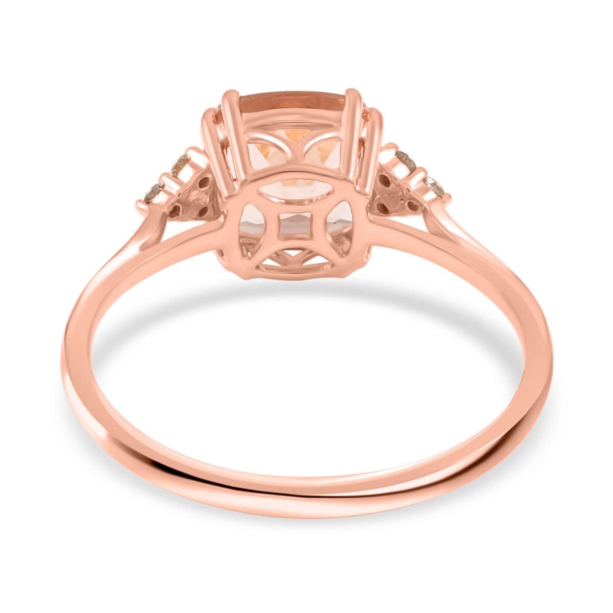 Certified and Appraised Luxoro 14K Rose Gold AAA Marropino Morganite and G-H I2 Diamond Ring (Size 6.0) 2.15 ctw image number 4