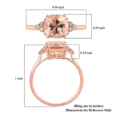 Certified and Appraised Luxoro 14K Rose Gold AAA Marropino Morganite and G-H I2 Diamond Ring (Size 7.0) 2.15 ctw