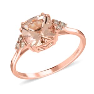 Certified and Appraised Luxoro 14K Rose Gold AAA Marropino Morganite and G-H I2 Diamond Ring (Size 8.0) 2.15 ctw