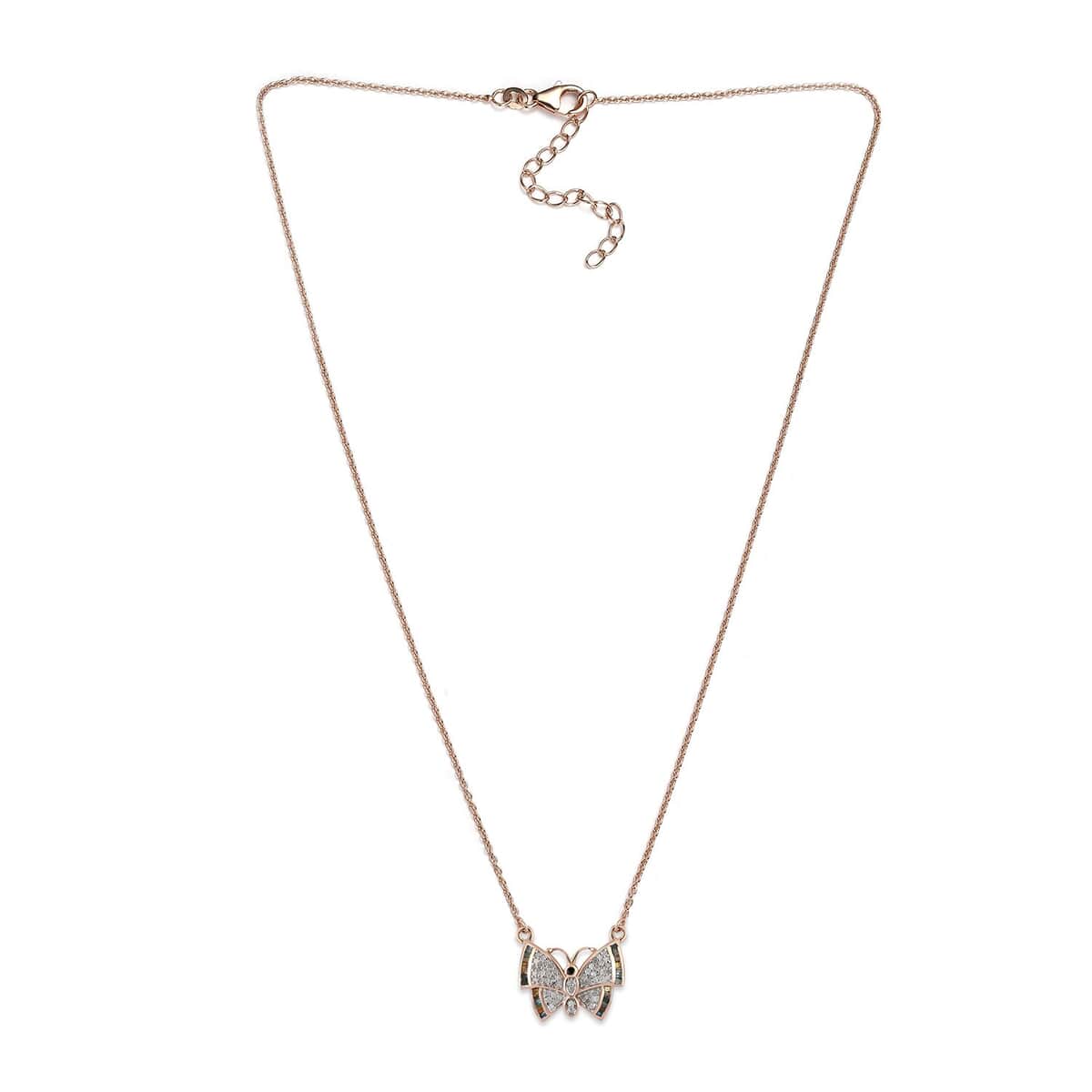 GP Italian Garden Collection Multi Diamond Butterfly Necklace 20 Inches in Vermeil Rose Gold Over Sterling Silver 0.50 ctw image number 3